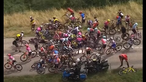 Massive Pile Up Crash During Tour De France... Dozens Of Riders...