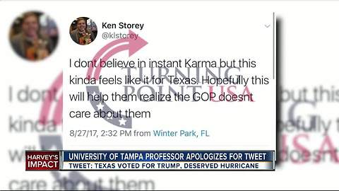 University professor apologizes for tweet implying Hurricane Harvey was 'karma' for voting for Trump