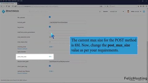 How to Increase PHP's post max size value using CloudLinux Selector in DirectAdmin FelizHosting