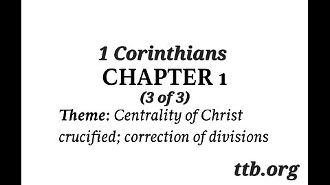 1 Corinthians Chapter 1 (Bible Study) (3 of 3)