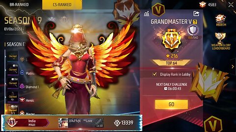 FREE FIRE I'D BAND cs rank game ..... #bapan99live #indiatop1