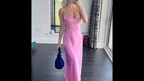 2023 Women Camis Satin Long Dresses Elegant Sleeveless Slip Holiday Party Dresses Sexy Casual