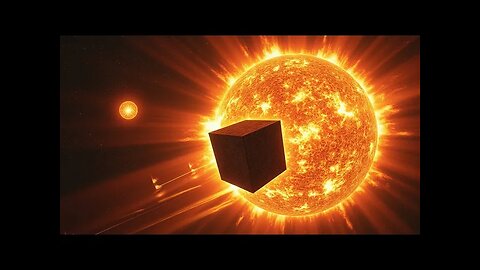 Giant Cube Shaped UFO Exiting Sun