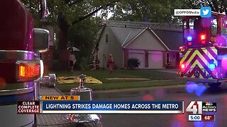 Lightning strikes damage homes