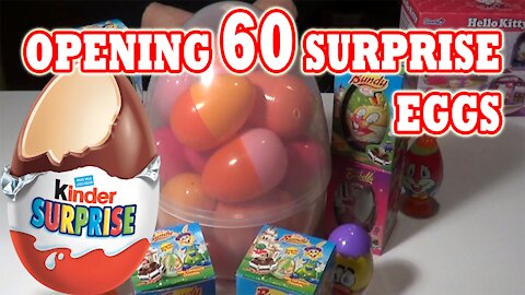 Giant Surprise Egg Opening 60 SURPRISE EGGS Kinder And Minecraft Toys