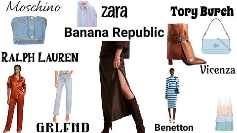 Love Moschino| Zara| Tory Burch| Banana Republic| Ralph Lauren| Benetton| GRFLND| Kaos Jeans