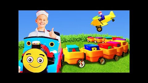 The Kids drive a train with letters and fly in a red plane - Compilation ✈🚂