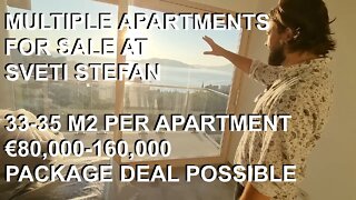 Multiple apartments for sale, all with sea view, near Sveti Stefan, Montenegro