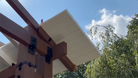 Sep 14 2024 entryway construction update: Half done with 3x6 T&G roof planks