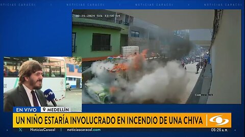 Niño habría provocado incendio de una chiva en San Rafael, Antioquia: quedó en video