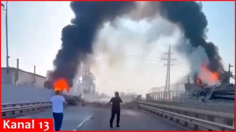 Russian army struck a power plant near Kyiv - Footage of the fire