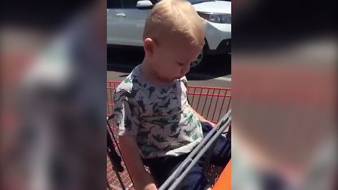 "Hilarious Toddler Boy Struggles To Stay Awake While Shopping"