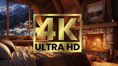 4K UHD Winter Bliss: Fireplace SoundsSerenity for an Immersive Hour