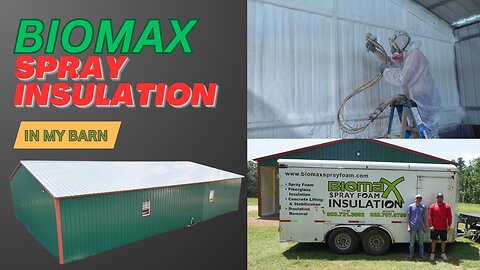 Biomax spray foam insulation. Making my steel building bearable.