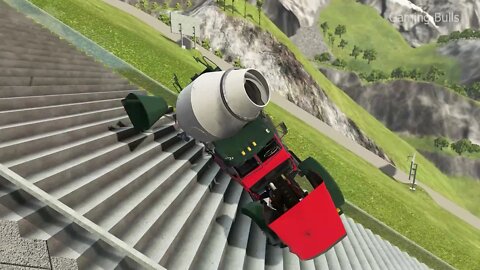 Cars Vs Stairs Gaint Trucks Cement Trucks Vs Gaint Beast Steps BeamNg Drive cars vs giant pit