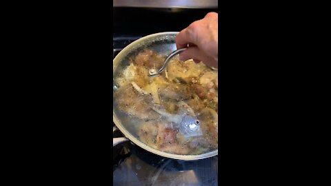 Liver onions 🧅 bacon 🥓 fiddleheads I picked with my friends ❤️🇨🇦 sauce for tomorrow’s gnocchi