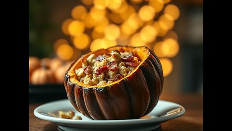 Delicious Stuffed Pumpkin with Bacon & Gruyere Cheese