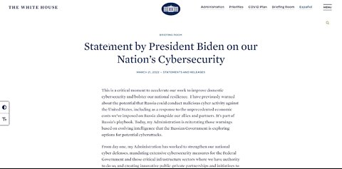 FBI, CISA, Biden about cyberattack, march-april 2022.