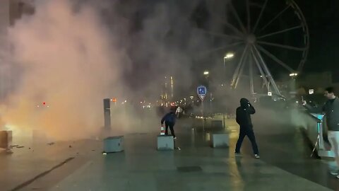 Rioting in Lyon, France as Morocco was defeated by France in the #FIFAWorldCup Soccer Hooligans