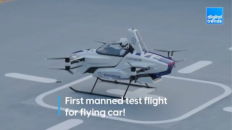 First manned test flight for flying car!