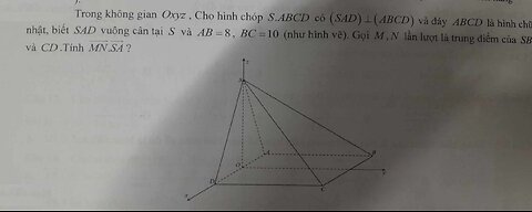 Toán 12: Trong không gian Oxyz, cho hình chóp S.ABCD có (SAD) ⊥(ABCD) và đáy ABCD