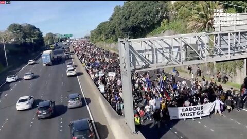 Freedom & Anti Government Protest, Auckland Motorway, New Zealand, 23 July 2022