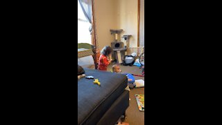 Big Sister Brushes Baby Brothers Hair