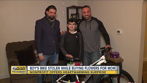 Dearborn boy receives surprise after bike stolen while buying flowers for mom