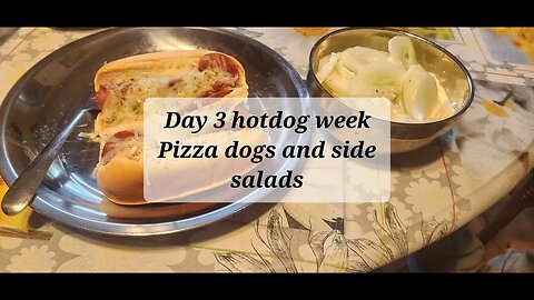 Day 3 Hotdog week Pizza dogs with side salads #hotdogs #hotdogrecipe