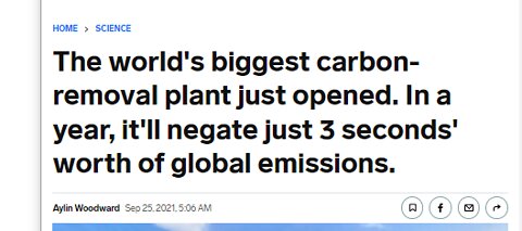 CARBON REMOVAL COSTS BILLIONS YET BARELY TAKES CARBON OUT OF ATMOSPHERE