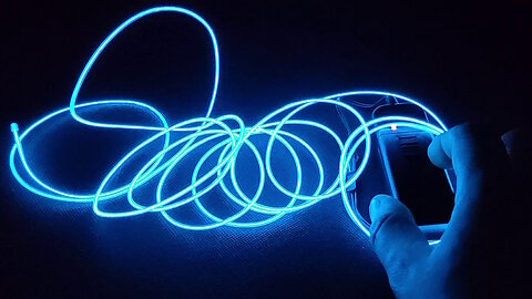 Blue Neon Tube For Decoration. Lanyard Glow From AAA Batteries