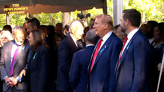 As Trump standing next to Creepy Joe & Cackling Kamala at Ground Zero, people shouting “We need you, President Trump!"