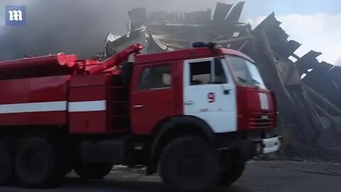 Video: Printing house shelled in Russian-controlled Ukrainian Donetsk