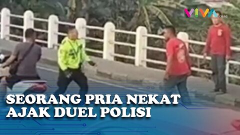 Di Tengah Jalan, Pria Solo Tantang dan Tendang Polisi