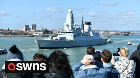 Royal Navy Destroyer HMS Diamond sails out of Portsmouth to the Black Sea region in support of NATO