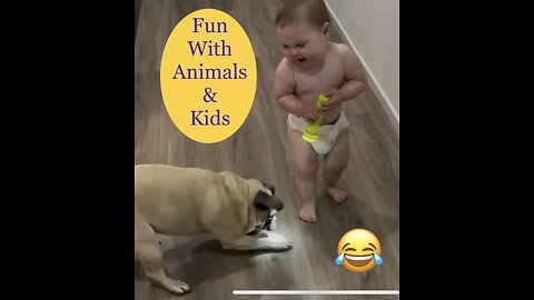 😂 | Funny Cat, dogs and animals with kids - Best Videos 2023