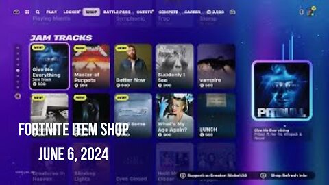 Fortnite Item Shop|June 6, 2024(*New* Jam Tracks)