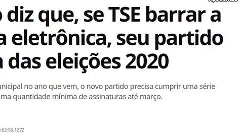 Bolsonaro diz que, se TSE barrar a assinatura eletrônica, seu partido ficará fora das eleições 2020