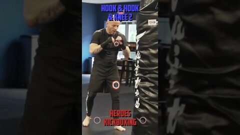 Heroes Training Center | Kickboxing & MMA "How To Double Up" Hook & Hook & Knee 2 - Back | #Shorts