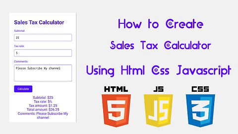 How to create Sales Tax Calculator in Html Css Javascript