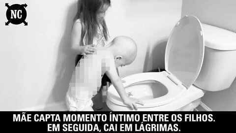 Mãe capta momento íntimo entre os filhos. Em seguida, cai em lágrimas