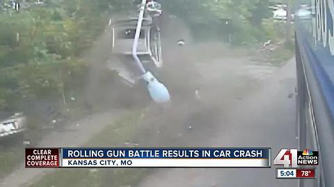 Rolling gun battle ends in car crash