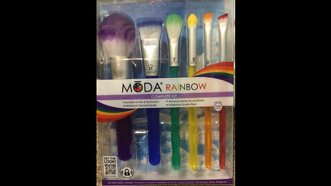 MODA Full Size Rainbow 7pc Makeup Brush Set with Pouch, Includes - Powder, Precision Contour, H...