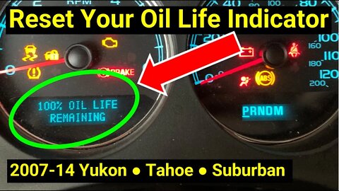 Reset Oil Life Indicator 2007-2014 Yukon Tahoe Suburban