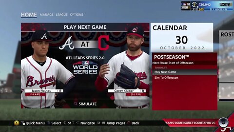 Braves Dynasty S5 2022 World Series G:2 VS Cleveland (ATL Leads 1-0)