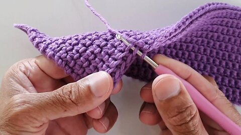 Ponto baixo com EFEITO RELEVO em ponto fantasia | DUPLA-FACE | Double side crochet