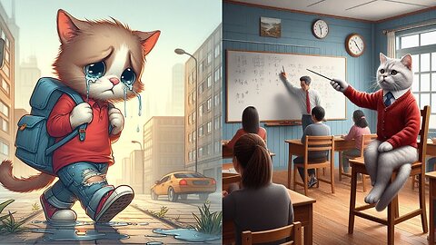 Learn With The Cutest Cat! Little Kitten Primary School #cat #aicat7 #trending #cartoon #cataitu