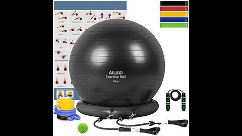 YOGU Stability Exercise Ball 65cm Yoga Balance Ball Birthing Ball with Air Pump Anti-Slip & Ant...