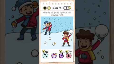 Brain Test Tricky Puzzles Level 125 Help the kid on the right win the snowball fight.