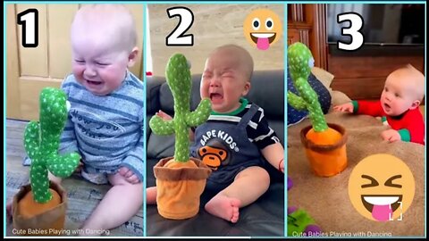 March-2023_cute-Baby-playing-with Dancing-Cactus-Hilarious-baby-Funny-videos